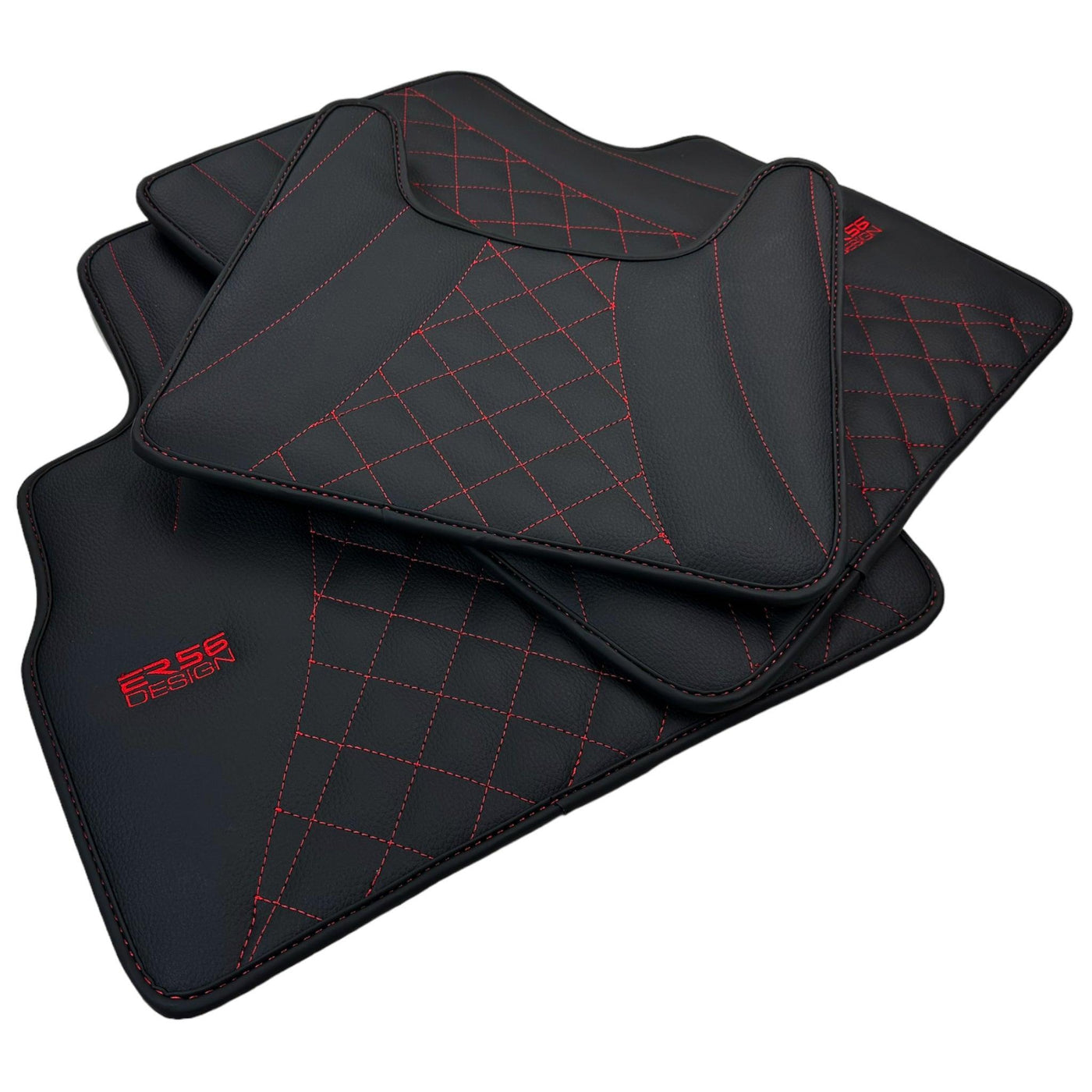 Black Leather Floor Mats for Mercedes-Benz G Class W463 2019-2022 ER56 Design - AutoWin