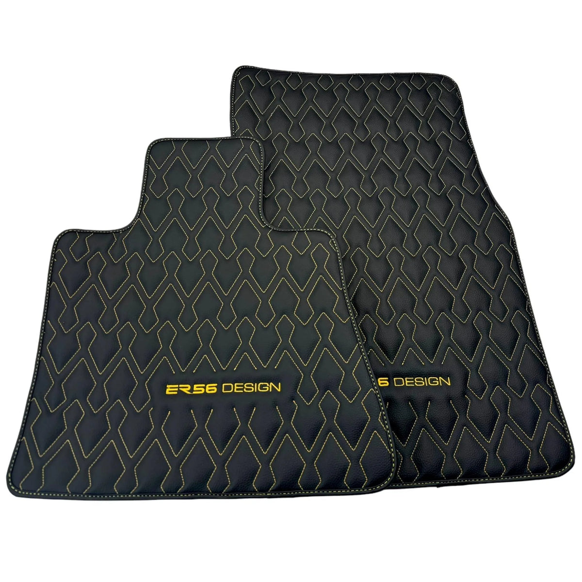 Black Leather Floor Mats for Rolls-Royce Ghost Series II (2021-2024) ER56 Design - AutoWin