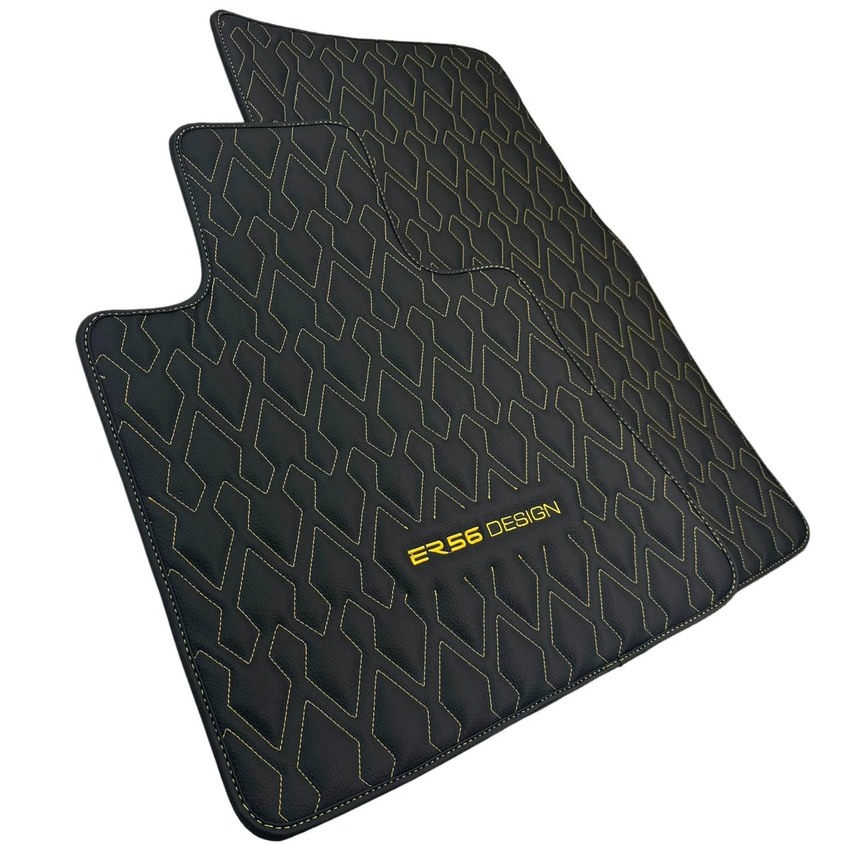 Black Leather Floor Mats for Rolls-Royce Ghost Series II (2021-2024) ER56 Design - AutoWin
