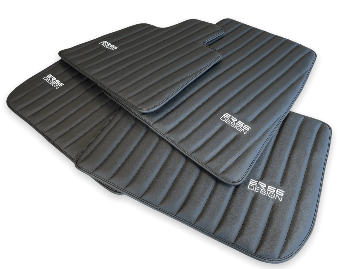 Black Leather Floor Mats for Rolls Royce Phantom VIII (2017-2024) ER56 Design Brand - AutoWin