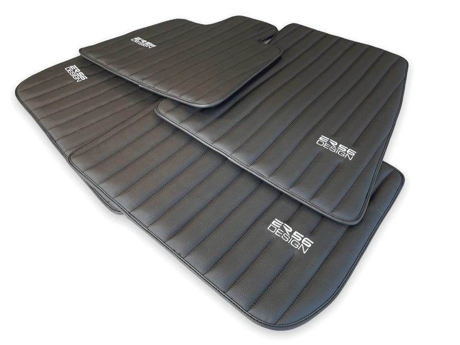 Black Leather Floor Mats for Rolls Royce Phantom VIII (2017-2024) ER56 Design Brand - AutoWin