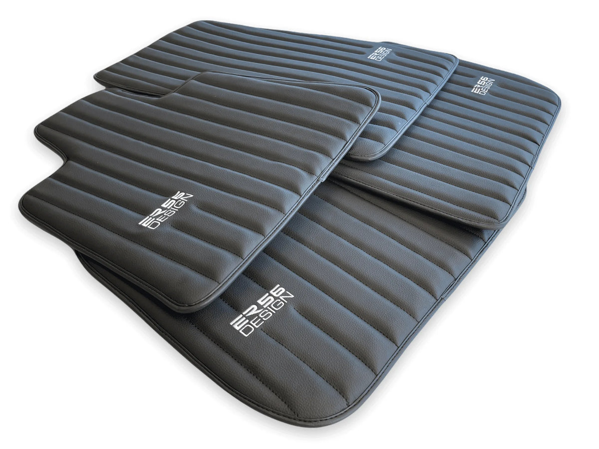 Black Leather Floor Mats for Rolls Royce Phantom VIII (2017-2024) ER56 Design Brand - AutoWin