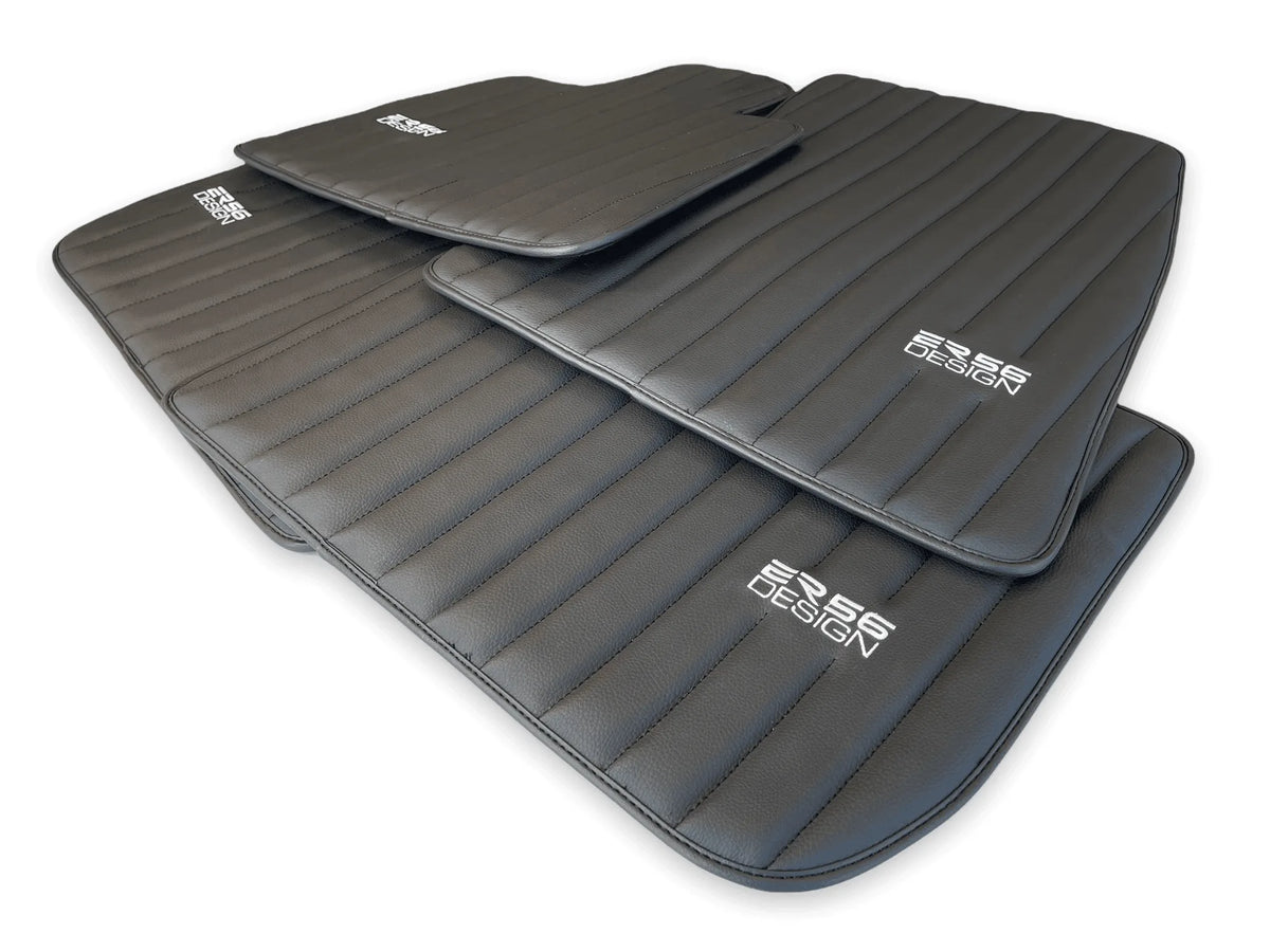 Black Leather Floor Mats for Rolls Royce Phantom VIII (2017-2024) ER56 Design Brand - AutoWin