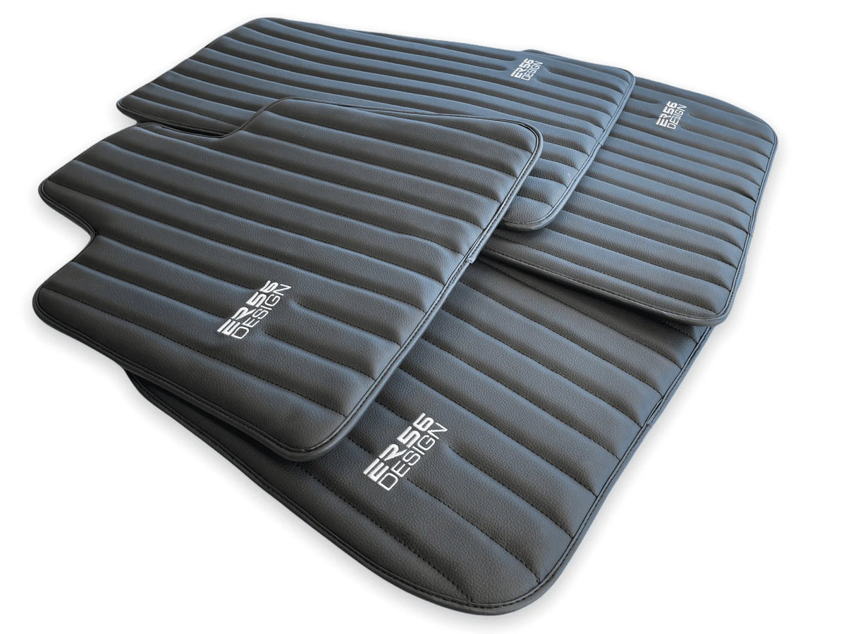 Black Leather Floor Mats for Rolls Royce Phantom VIII (2017-2024) ER56 Design Brand - AutoWin