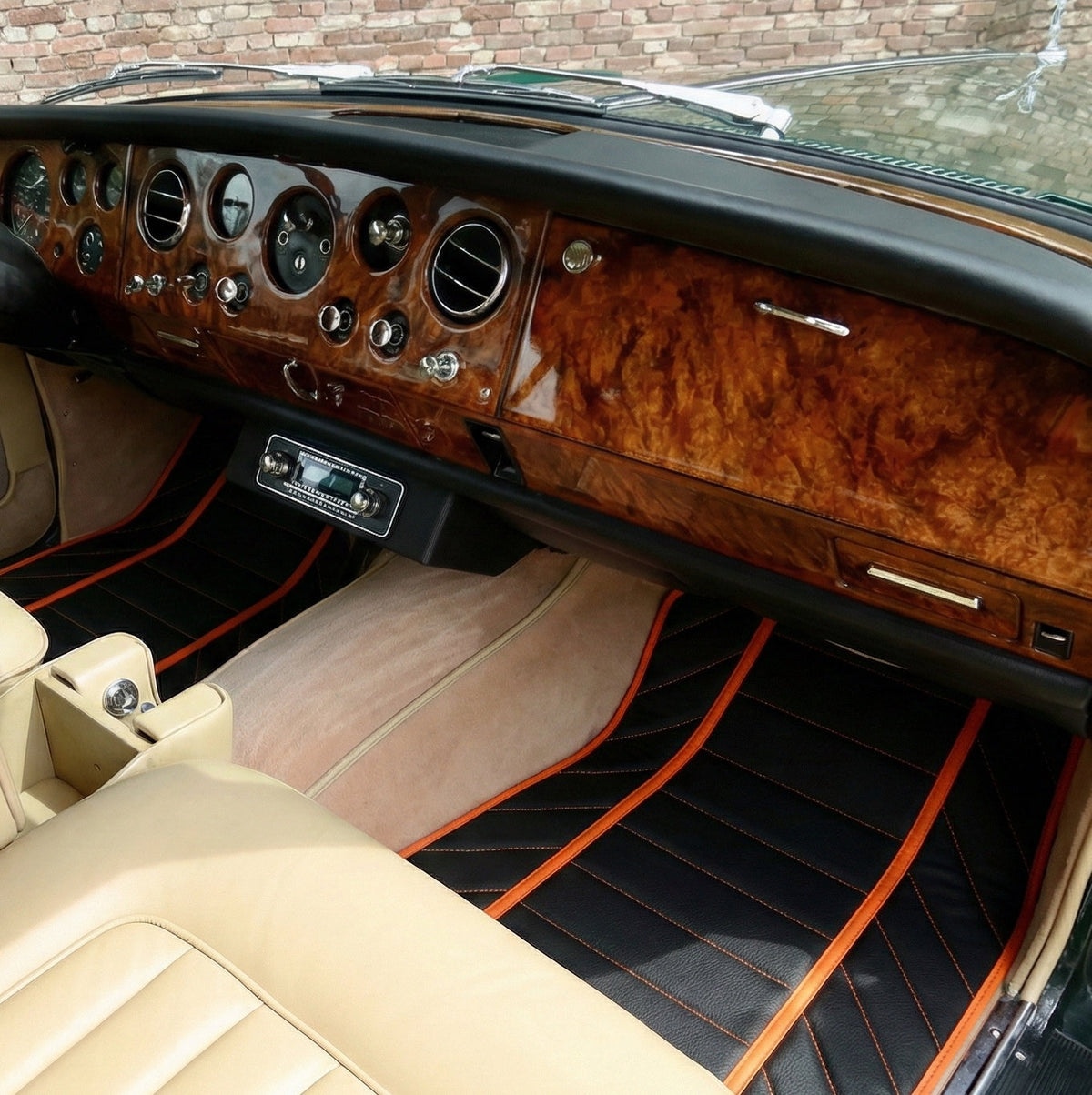 Black Leather Floor Mats for Rolls Royce Shadow (1965-1977) A1 Design | Full Set Option