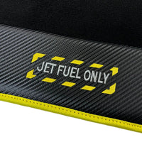Black Mats For BMW 1 Series E88 Convertible | Fighter Jet Edition | Yellow Trim - AutoWin
