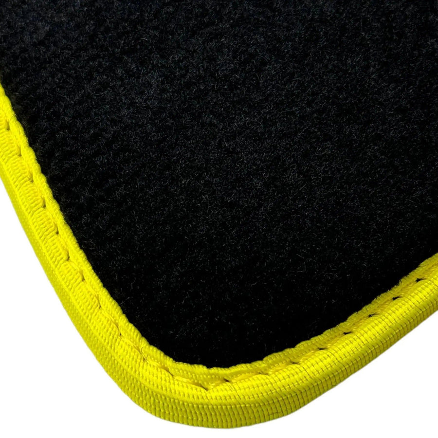 Black Mats For BMW 3 Series E36 Convertible | Fighter Jet Edition | Yellow Trim - AutoWin