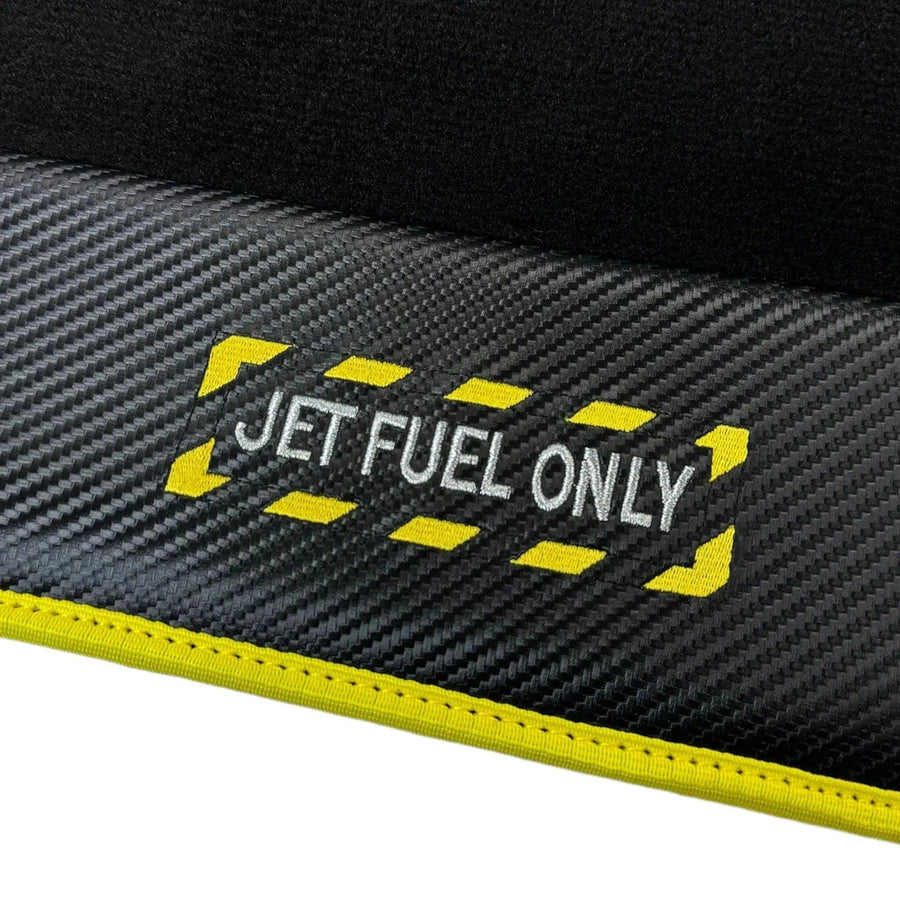 Black Mats For BMW 3 Series E36 Convertible | Fighter Jet Edition | Yellow Trim - AutoWin