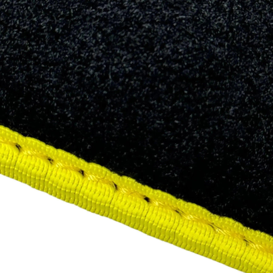 Black Mats For BMW 3 Series E36 Convertible | Fighter Jet Edition | Yellow Trim - AutoWin