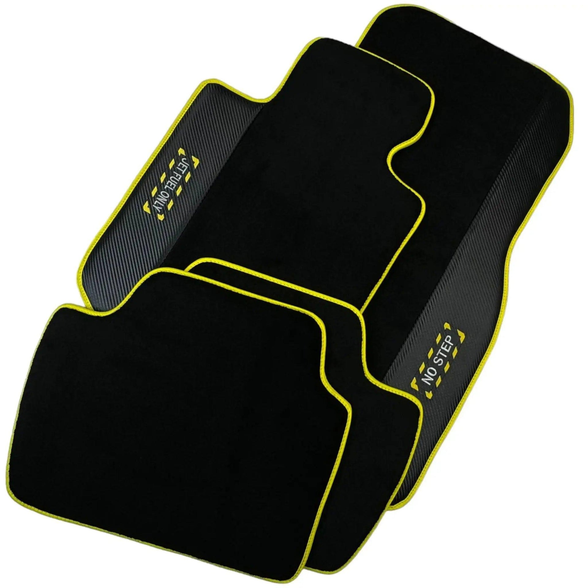 Black Mats For BMW M3 E92 | Fighter Jet Edition | Yellow Trim - AutoWin