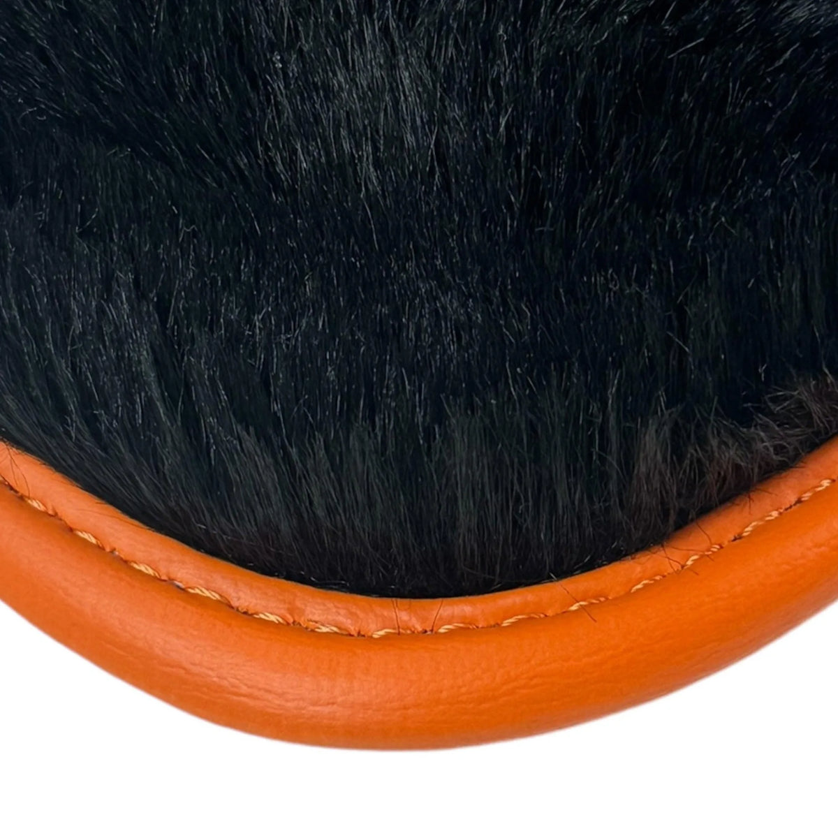 Black Sheepskin Floor Mats for Rolls-Royce Ghost Series II (2021-2024) I Orange Leather Trim - AutoWin