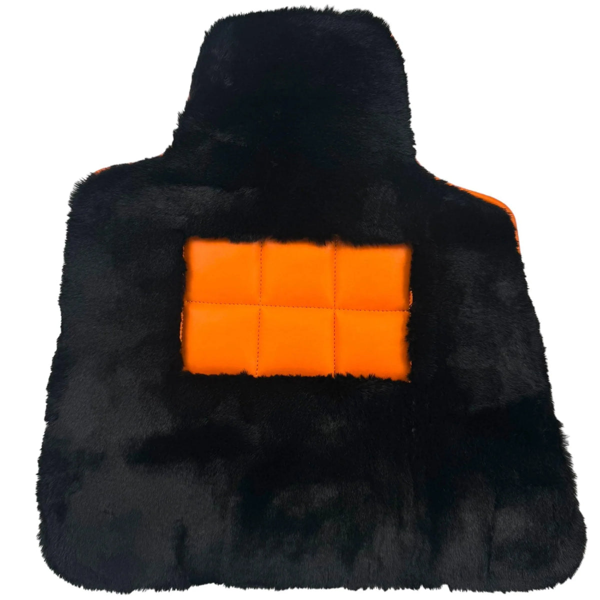 Black Sheepskin Floor Mats for Rolls-Royce Phantom VIII (2017-2024) Orange Leather Trim - AutoWin