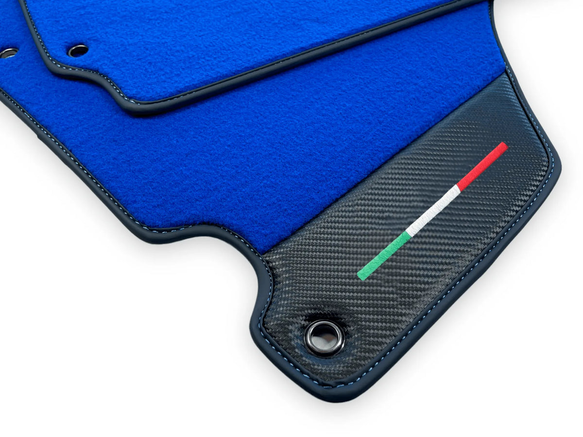 Blue Floor Mats For Ferrari 360 Modena 1999-2005 With Carbon Fiber Leather - AutoWin