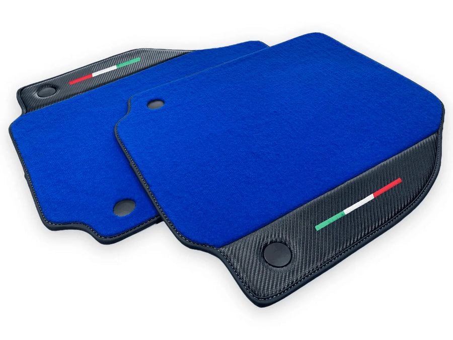 Blue Floor Mats For Ferrari 458 Spider 2012-2015 Carbon Fiber Leather | Italian Edition - AutoWin