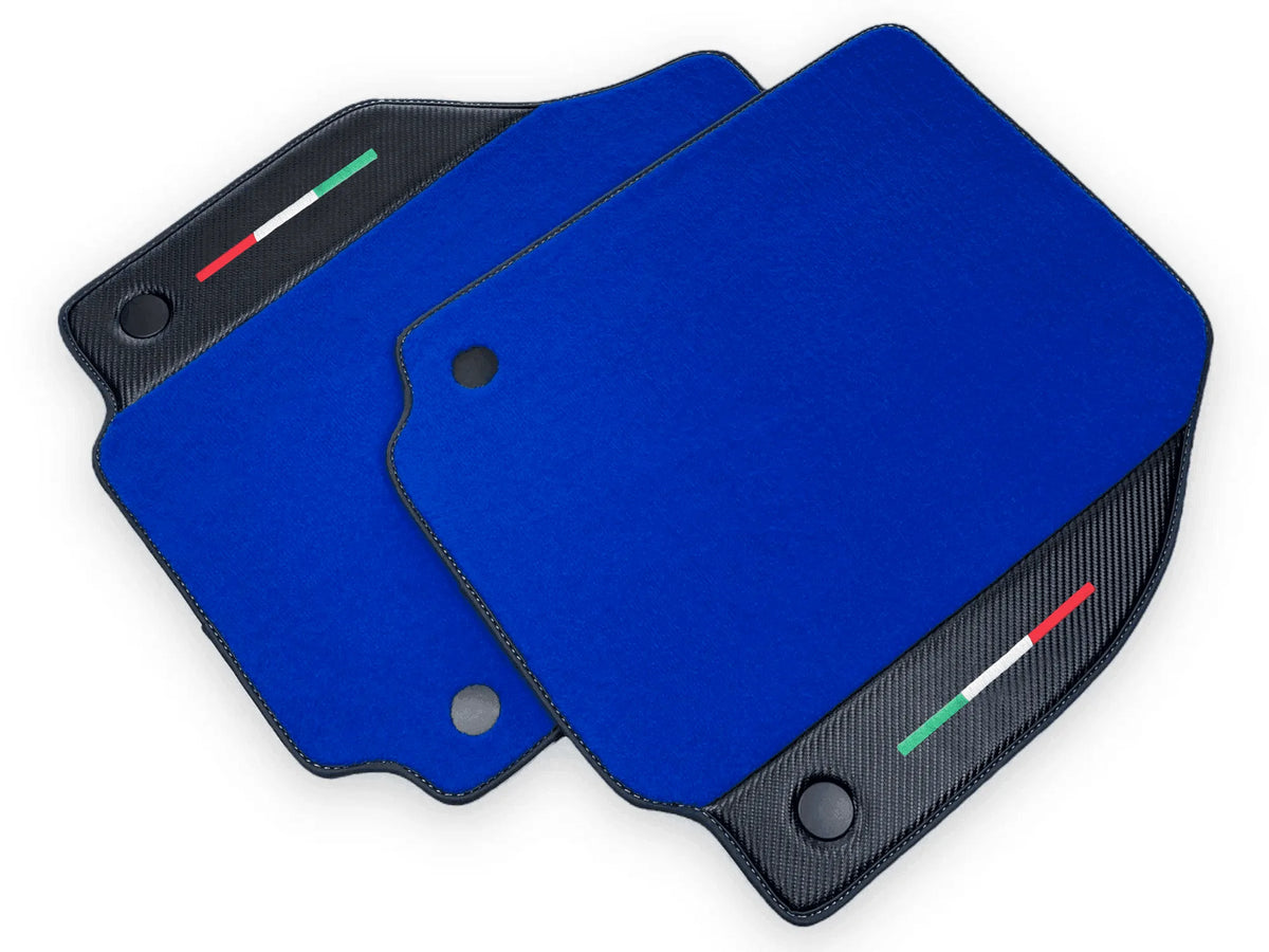 Blue Floor Mats For Ferrari 458 Spider 2012-2015 Carbon Fiber Leather | Italian Edition - AutoWin