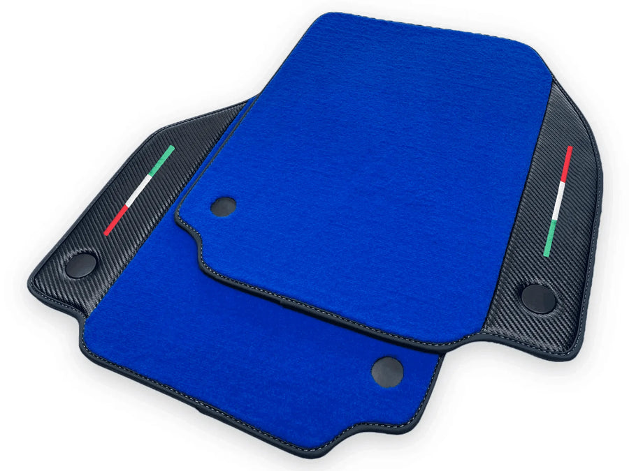 Blue Floor Mats For Ferrari 458 Spider 2012-2015 Carbon Fiber Leather | Italian Edition - AutoWin