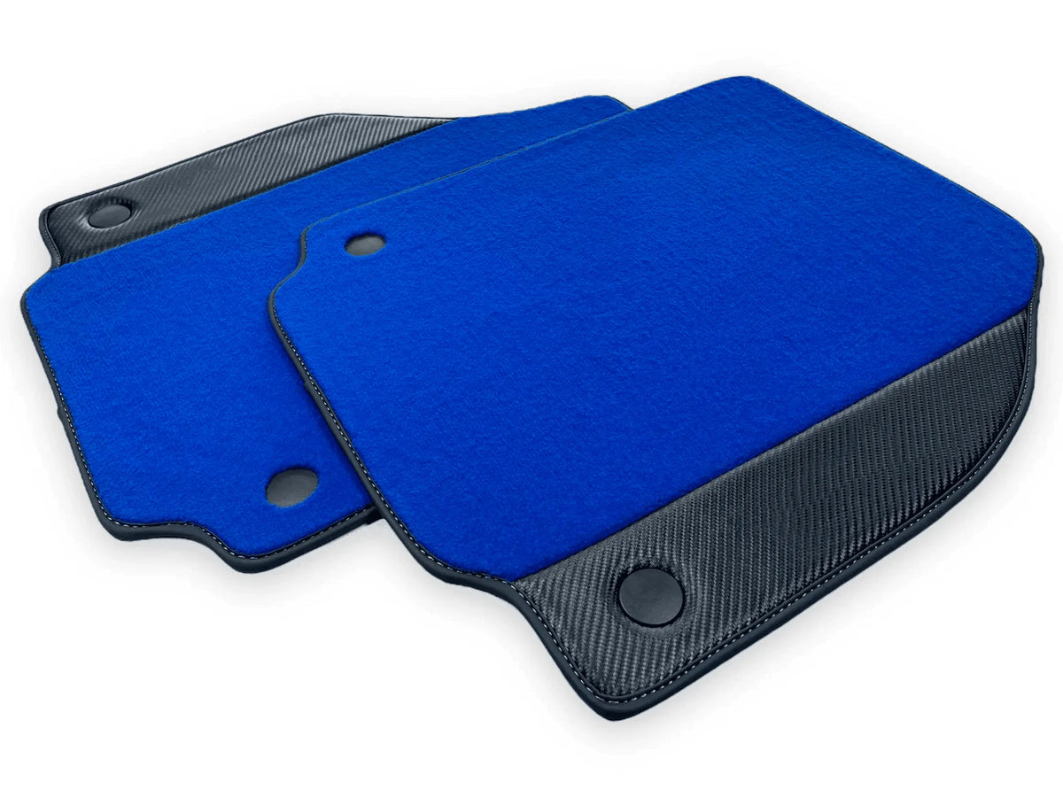Blue Floor Mats For Ferrari 458 Spider 2012-2015 Carbon Fiber Leather - AutoWin