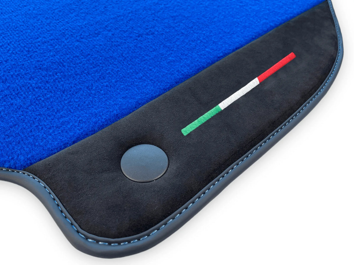 Blue Floor Mats For Ferrari 488 GTB 2016-2022 Carpets With Alcantara Leather - AutoWin