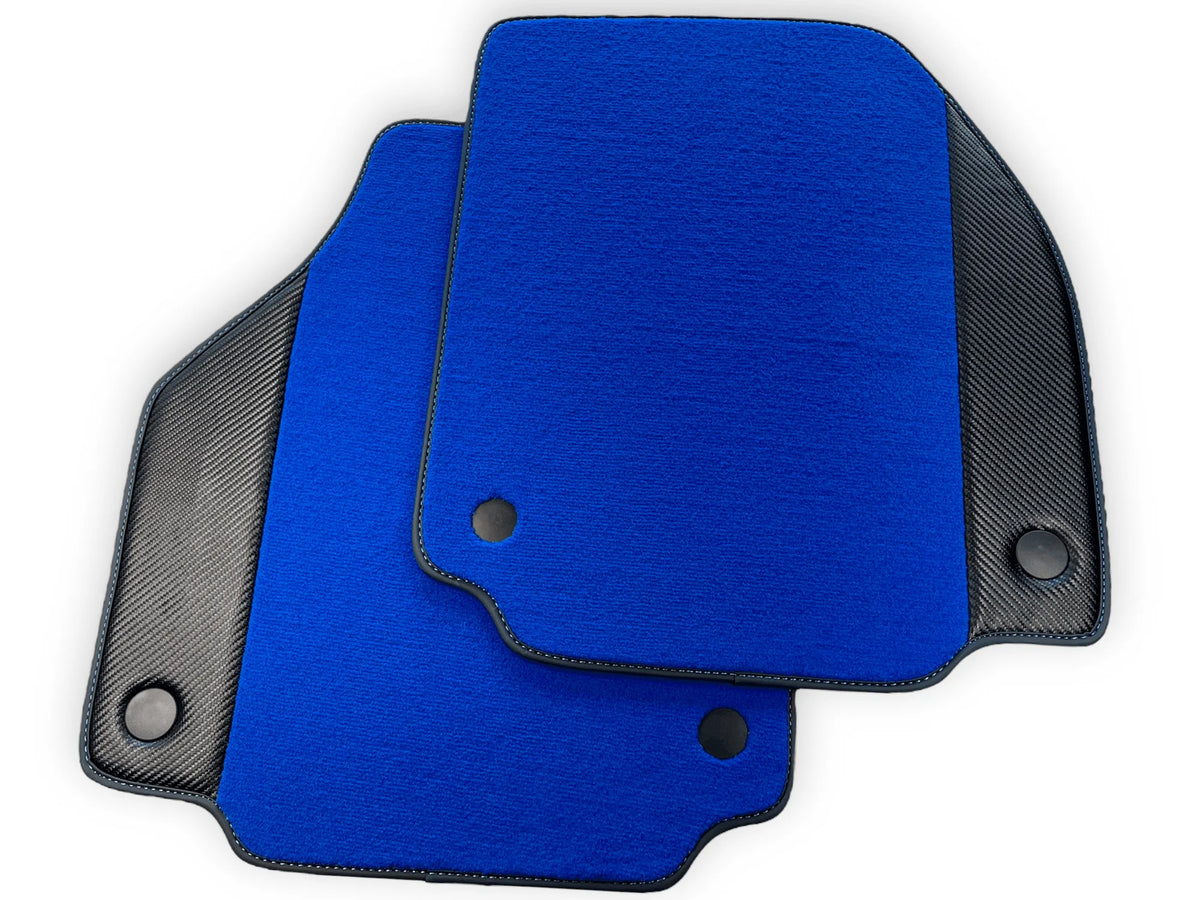 Blue Floor Mats For Ferrari 488 Gtb 2016-2022 Carpets With Carbon Fiber Leather - AutoWin