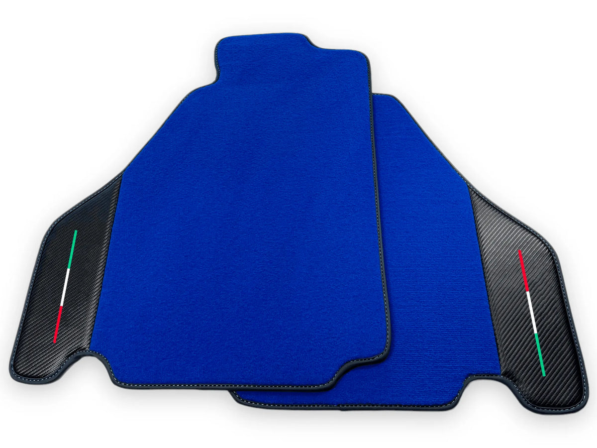 Blue Floor Mats For Ferrari F430 2004-2009 With Carbon Fiber Leather - AutoWin