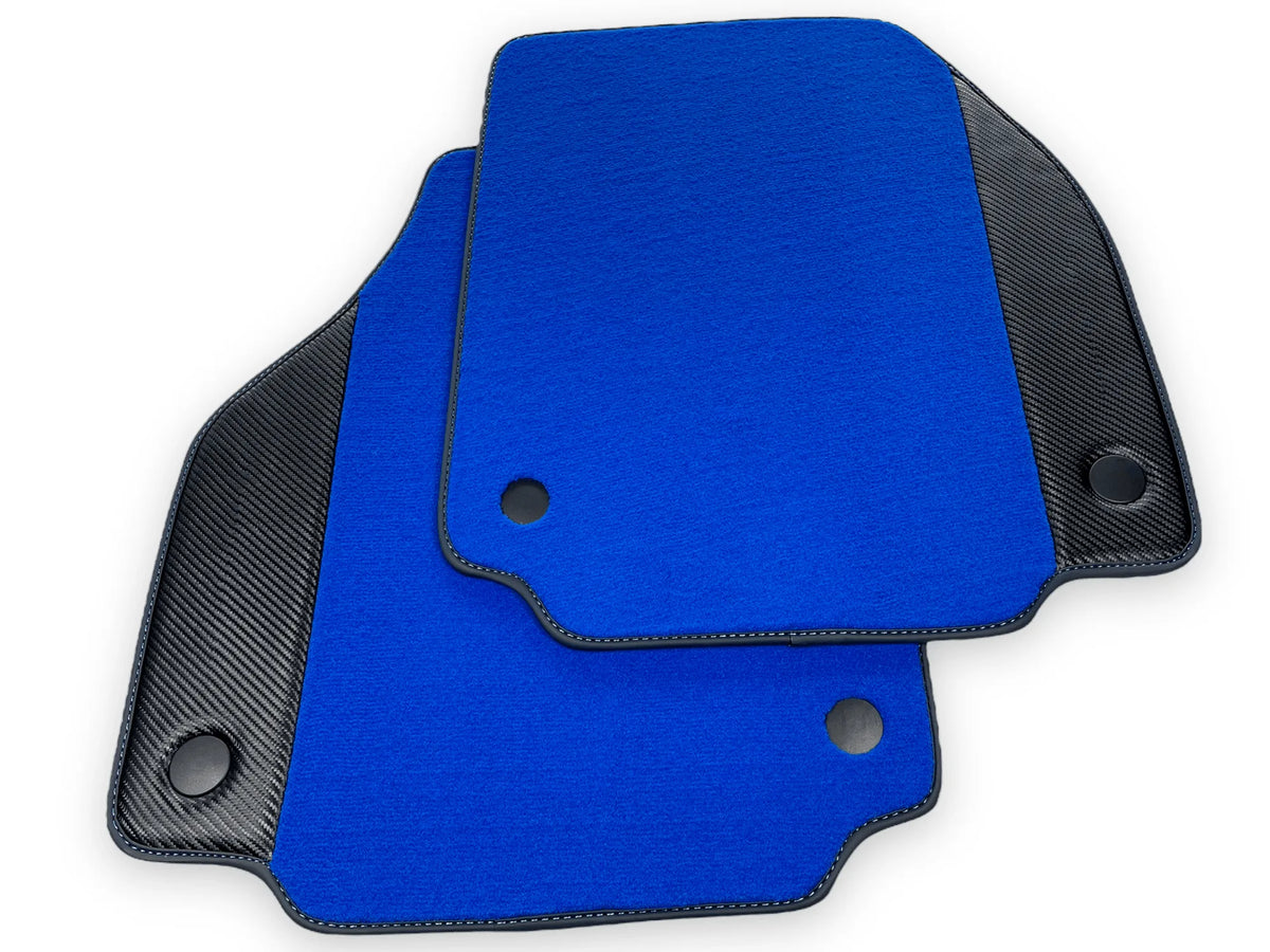 Blue Floor Mats For Ferrari F8 Spider 2019-2022 With Carbon Fiber Leather - AutoWin