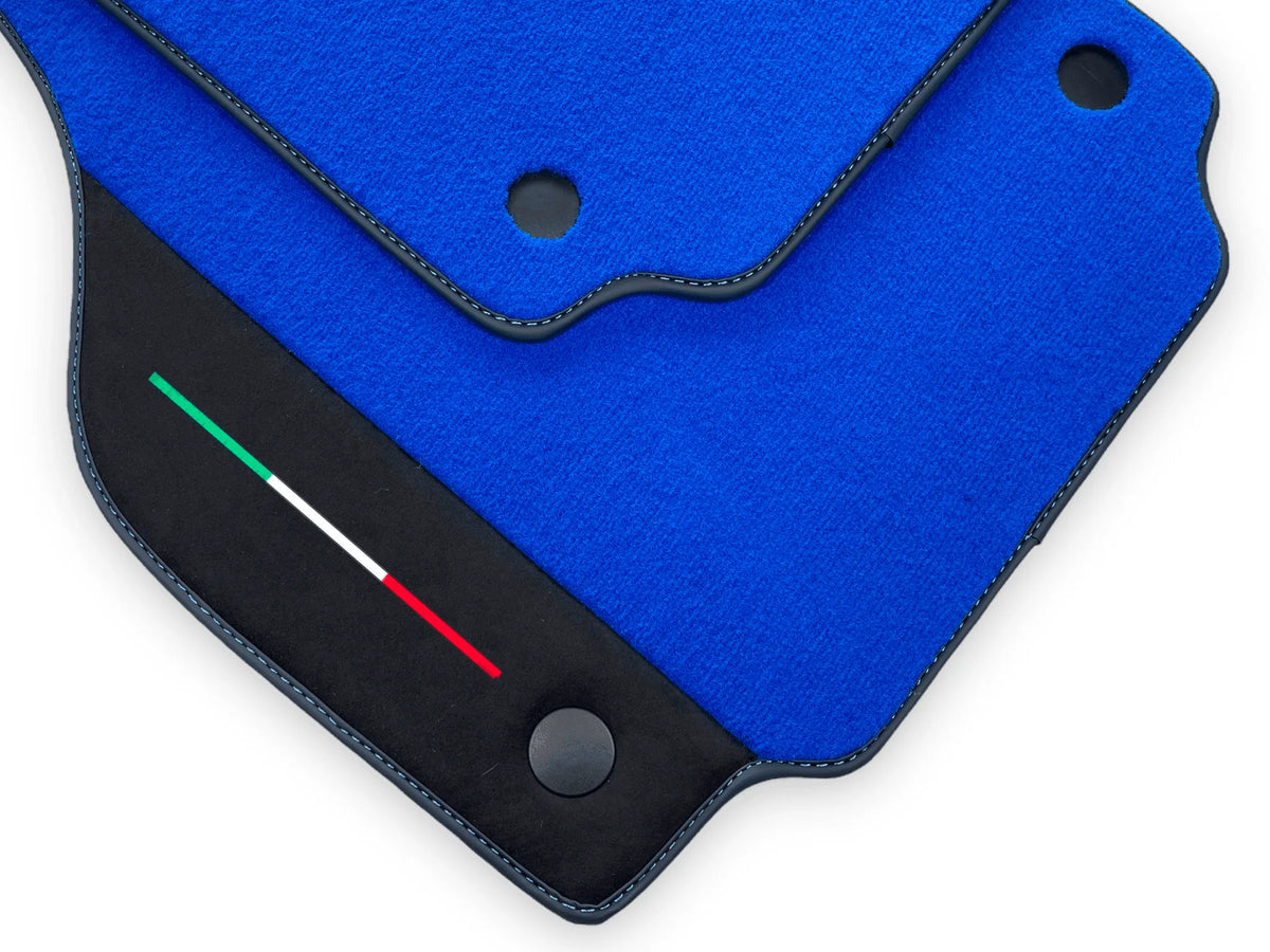 Blue Floor Mats For Ferrari F8 Tributo 2019-2022 With Alcantara Leather - AutoWin
