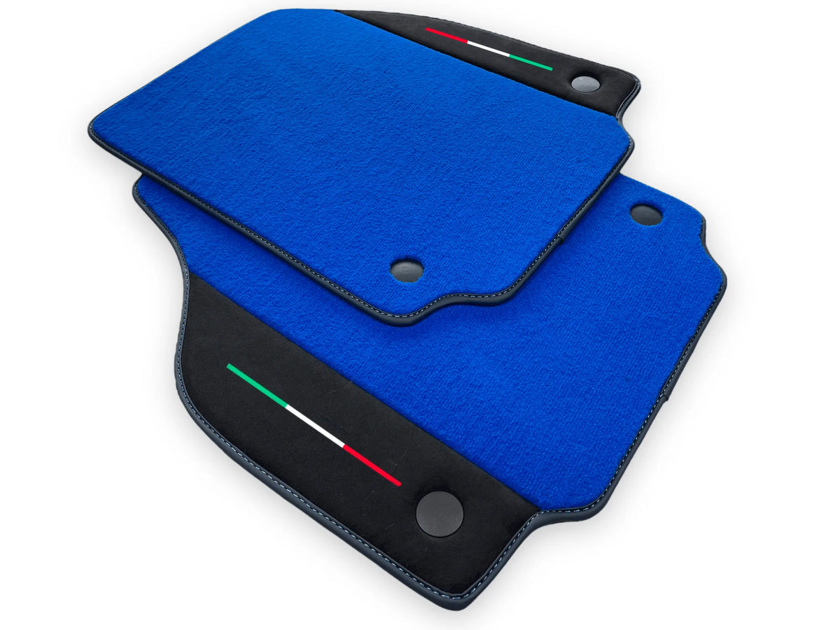 Blue Floor Mats For Ferrari F8 Tributo 2019-2022 With Alcantara Leather - AutoWin