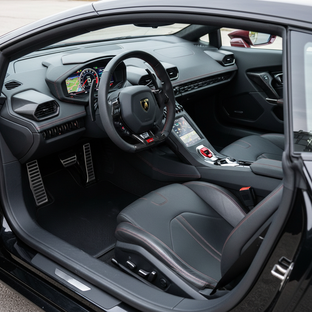 Schwarze Carbonfaser-Fußmatten für Lamborghini Huracan STO