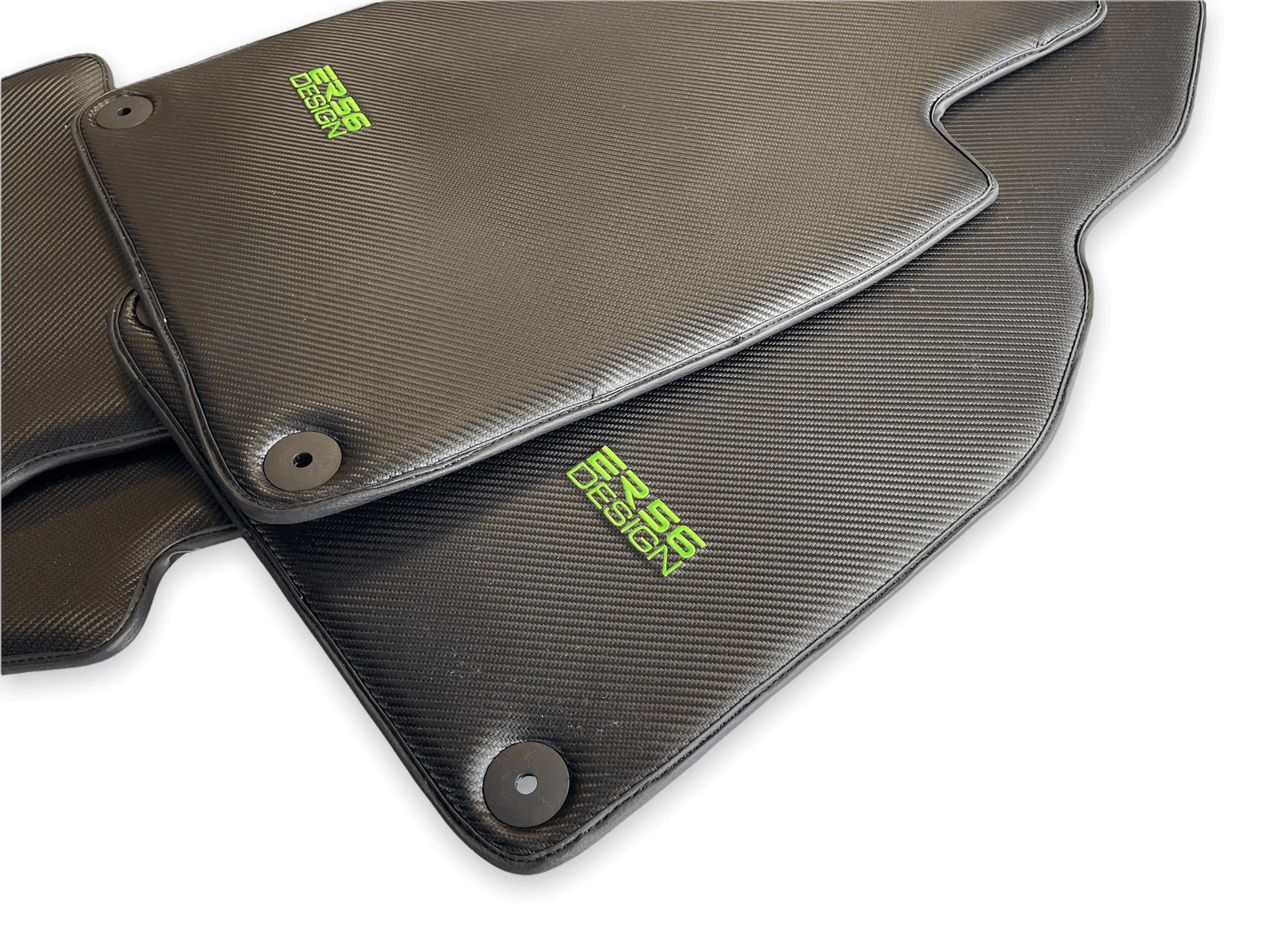 Carbon Fiber Floor Mats for Porsche Taycan (2019-2023) Green Sewing - AutoWin