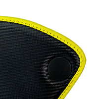 Carbon Fiber Leather Floor Mats For Ferrari California T (2015-2018) with Yellow Trim - AutoWin