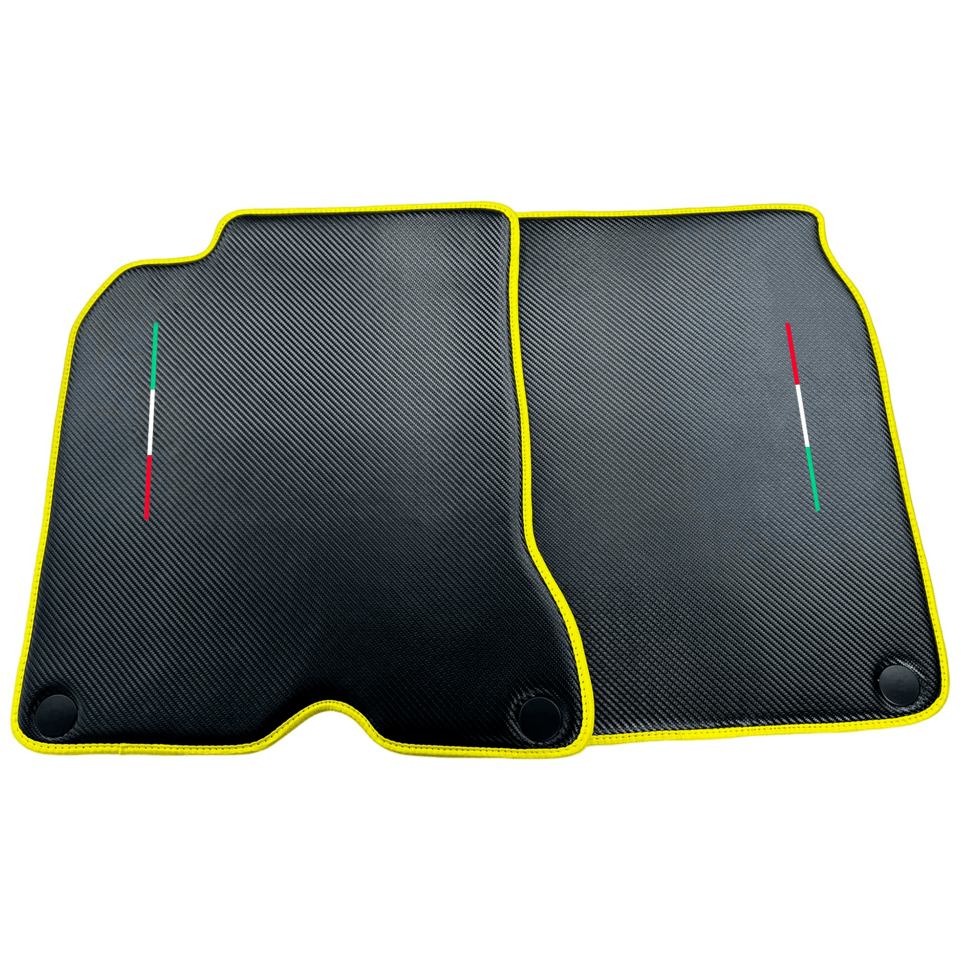 Carbon Fiber Leather Floor Mats For Ferrari California T (2015-2018) with Yellow Trim - AutoWin