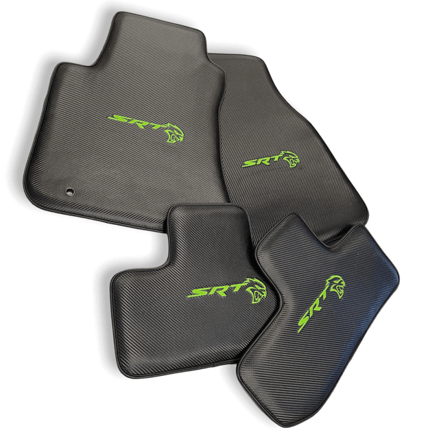 Carbon Leather Floor Mats For Dodge Challenger Srt 2011-2021 - AutoWin