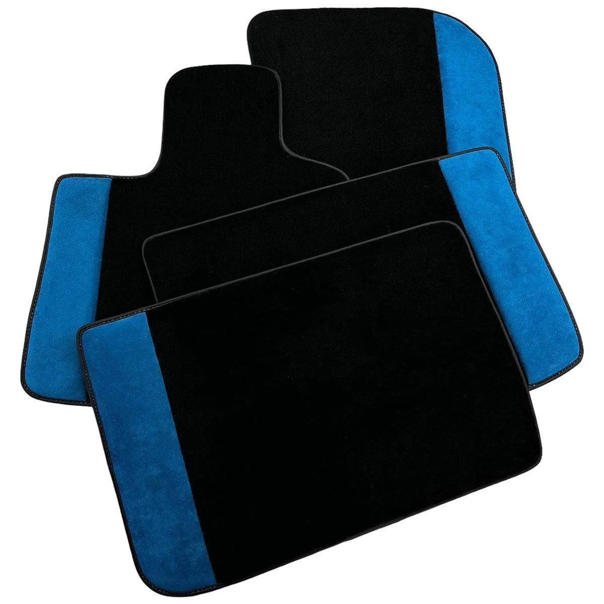 Custom Black Floor Mats for Rolls Royce Ghost Series I (2010–2020) with Blue Alcantara