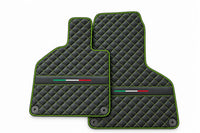 Custom Black Leather Floor Mats for Lamborghini Huracan Perfomante | Green Stitching Green trim