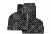 Custom Black Leather Floor Mats for Lamborghini Huracan Perfomante | Green Stitching White trim