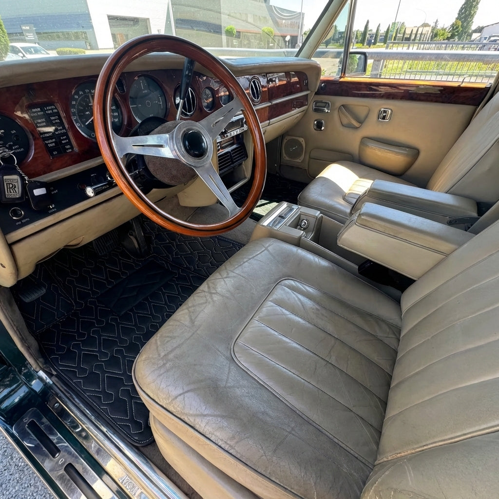 Custom Black Leather Floor Mats for Rolls-Royce Wraith (2013–2023)