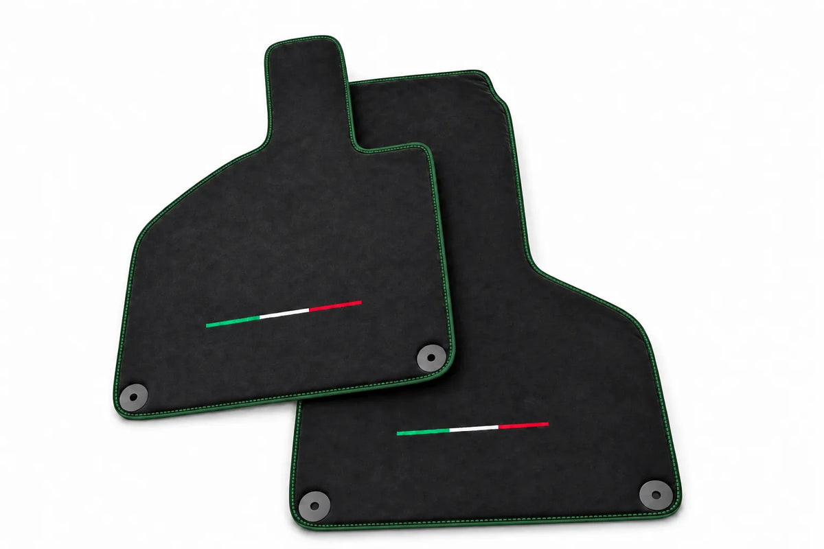 Custom Floor Mats for Lamborghini Huracan Alcantara Leather Dark Green trim