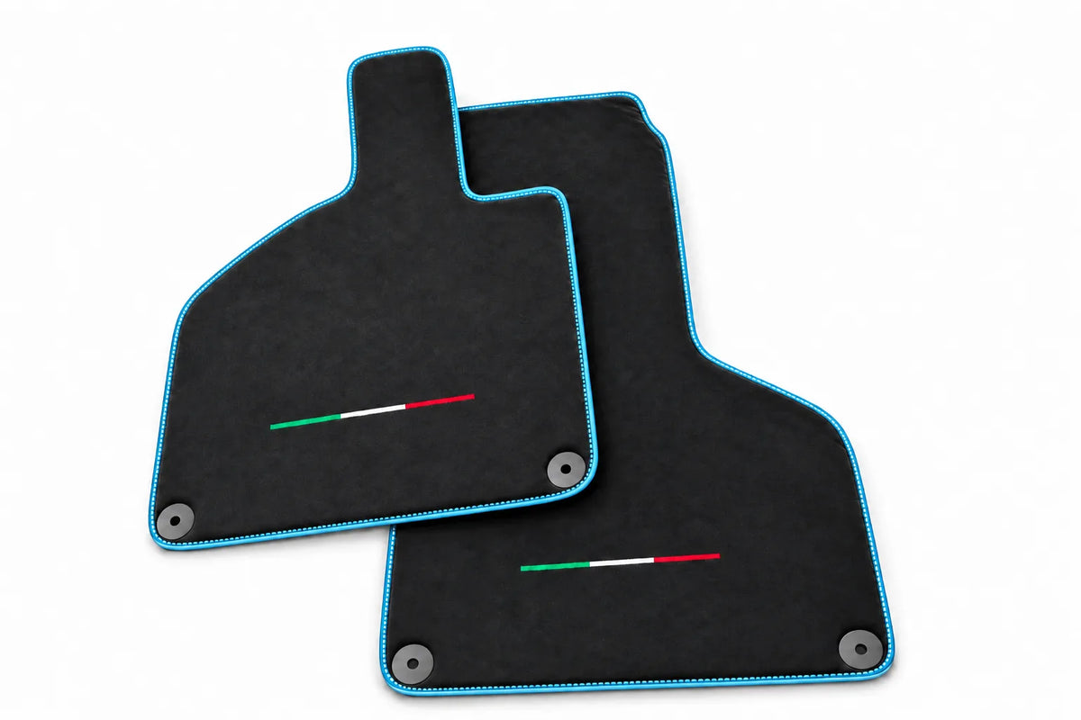 Custom Floor Mats for Lamborghini Huracan Alcantara Leather Light Blue trim