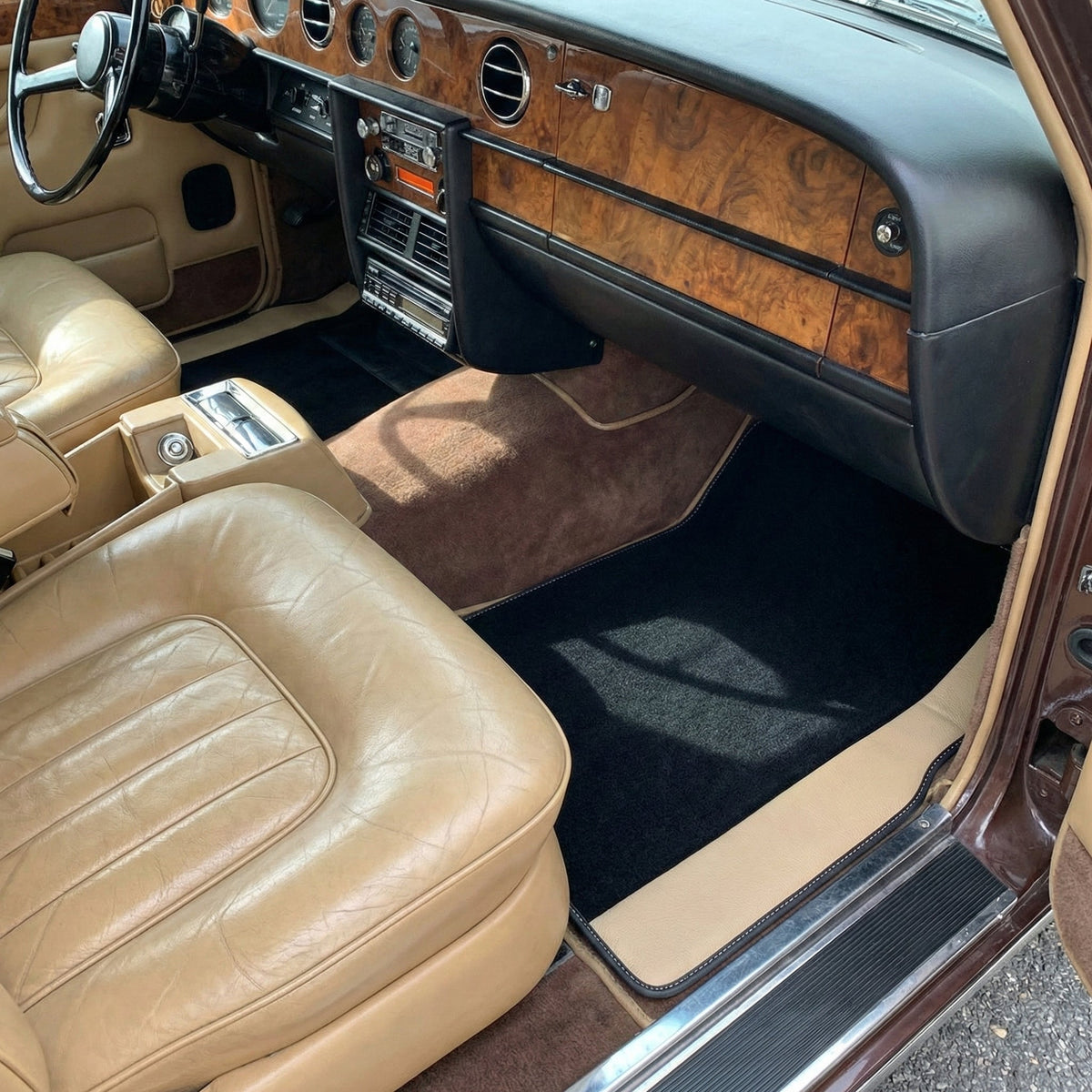 Custom Floor Mats for Rolls Royce Shadow (1965-1977) With Beige Leather