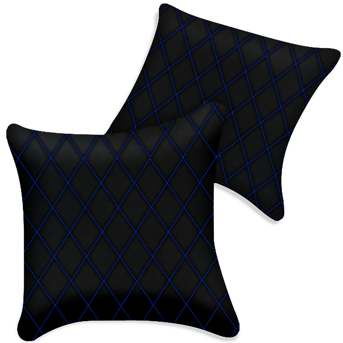 Customizable Black Leather Pillows Set of 2 for All Vehicles | Single Diamond Pattern