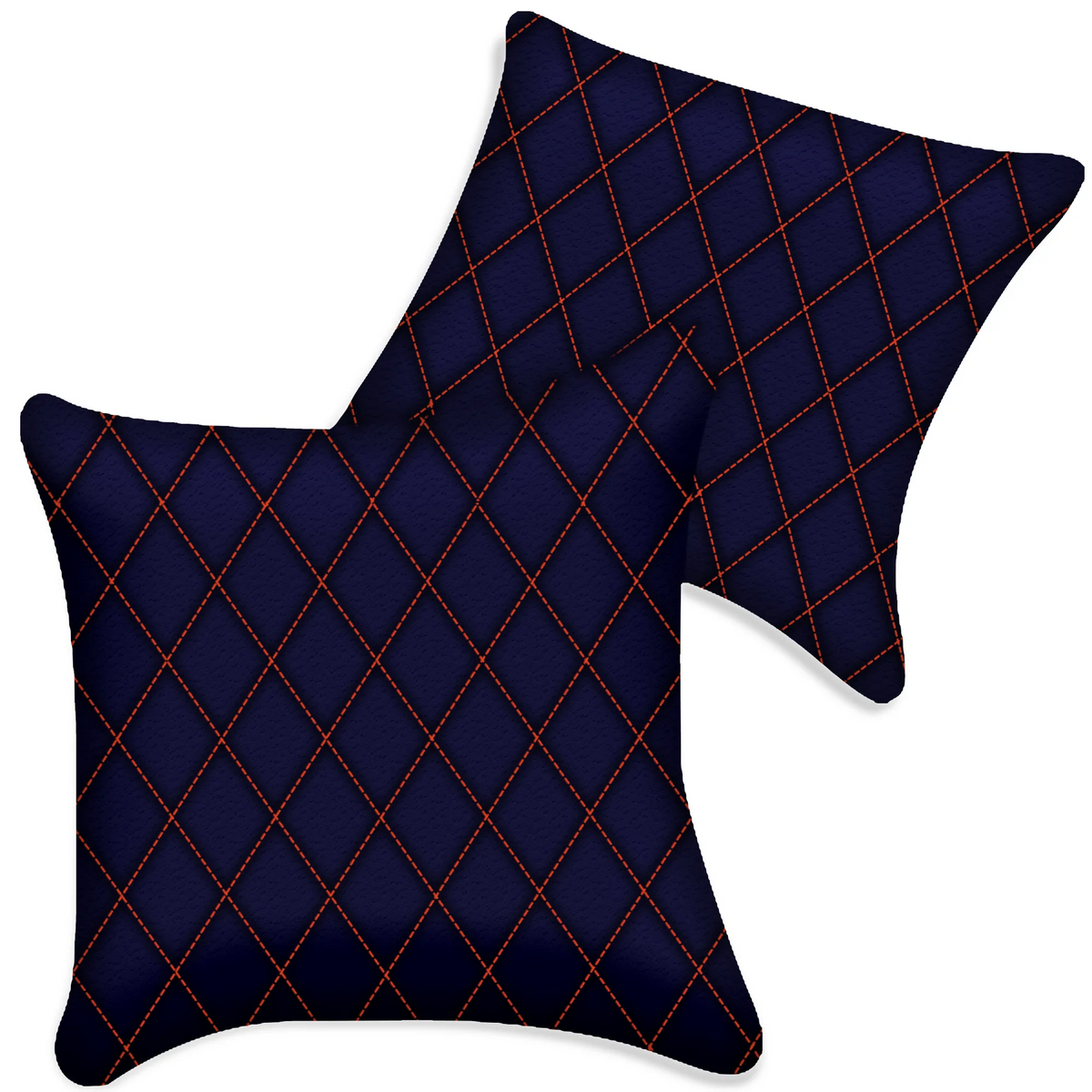 Customizable Dark Blue Leather Pillows Set of 2 for All Vehicles | Single Diamond Pattern