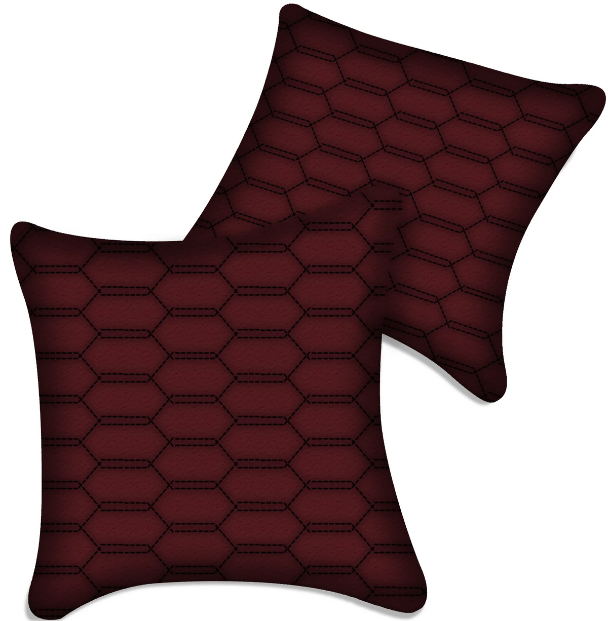 Customizable Dark Red Leather Pillows Set of 2 for All Vehicles