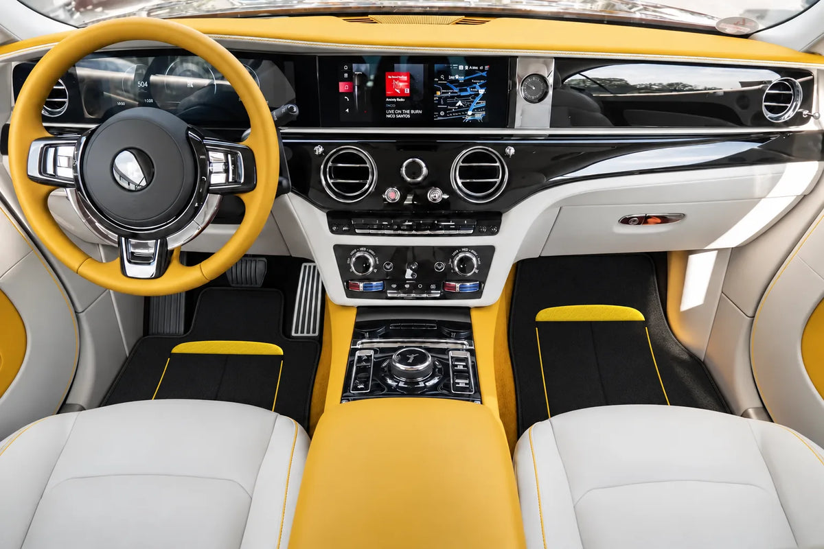 Customizable Leather Floor Mats with AW31 Pattern for Rolls Royce Spectre (2023-2024) inside the vehicle