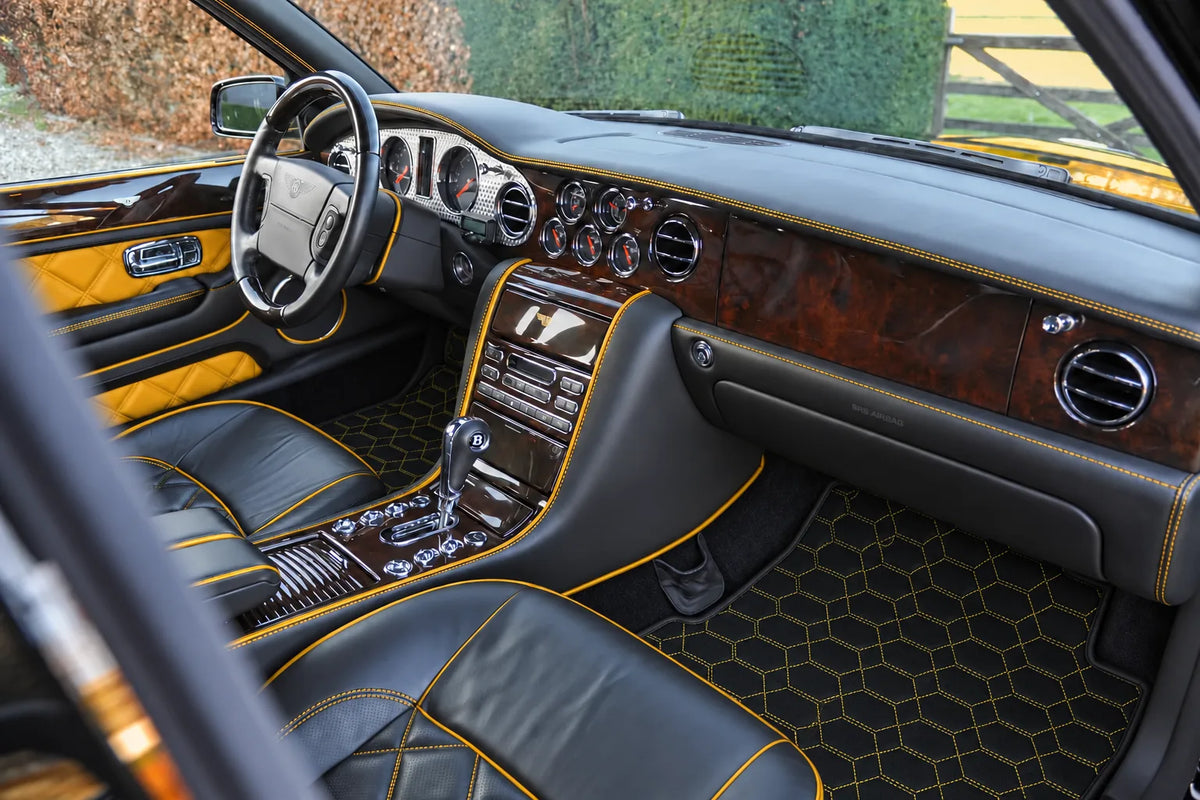 Customizable Leather Floor Mats with Hexagon Hex Pattern for Bentley Arnage T (1998-2009) inside the vehicle
