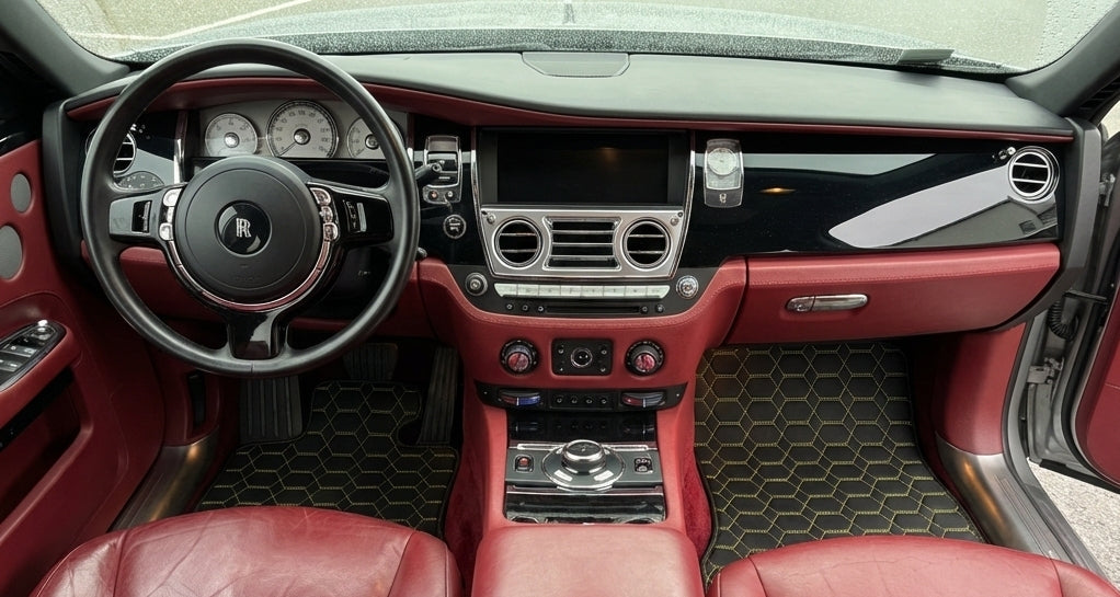 Customizable Leather Floor Mats with Hexagon Hex Pattern for Rolls Royce Ghost Series I (2010–2020)