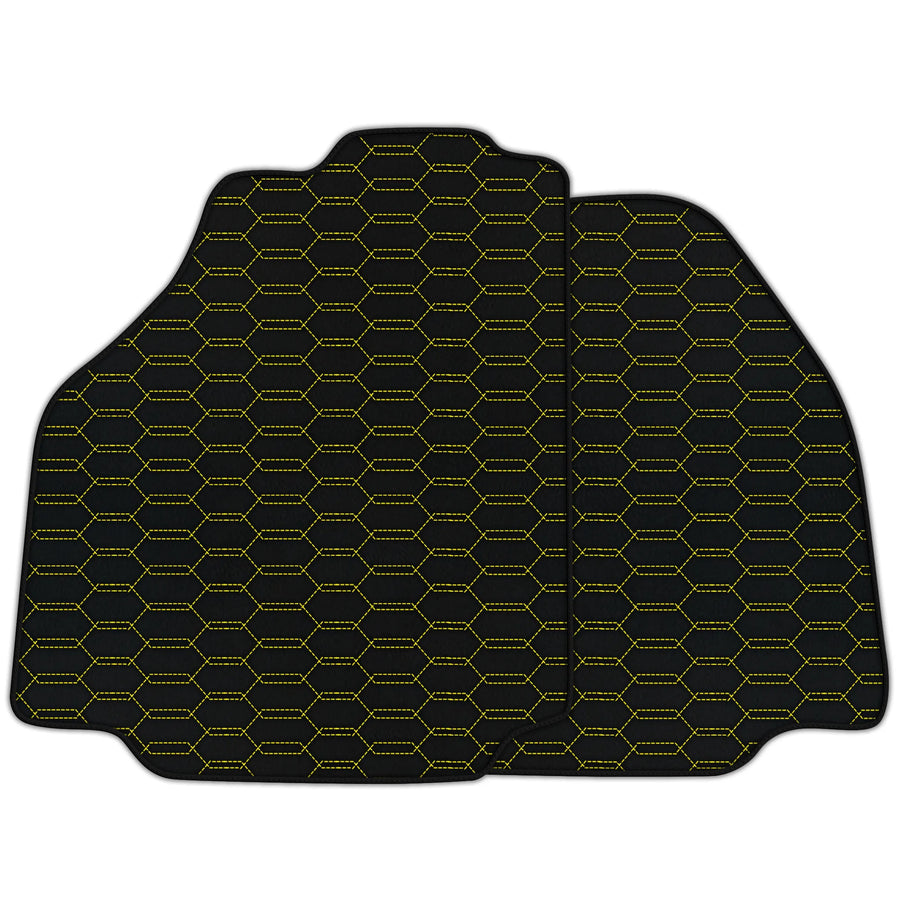 Customizable Leather Floor Mats with Interlaced Hex Pattern for Ferrari 488 GTB (2016-2022)