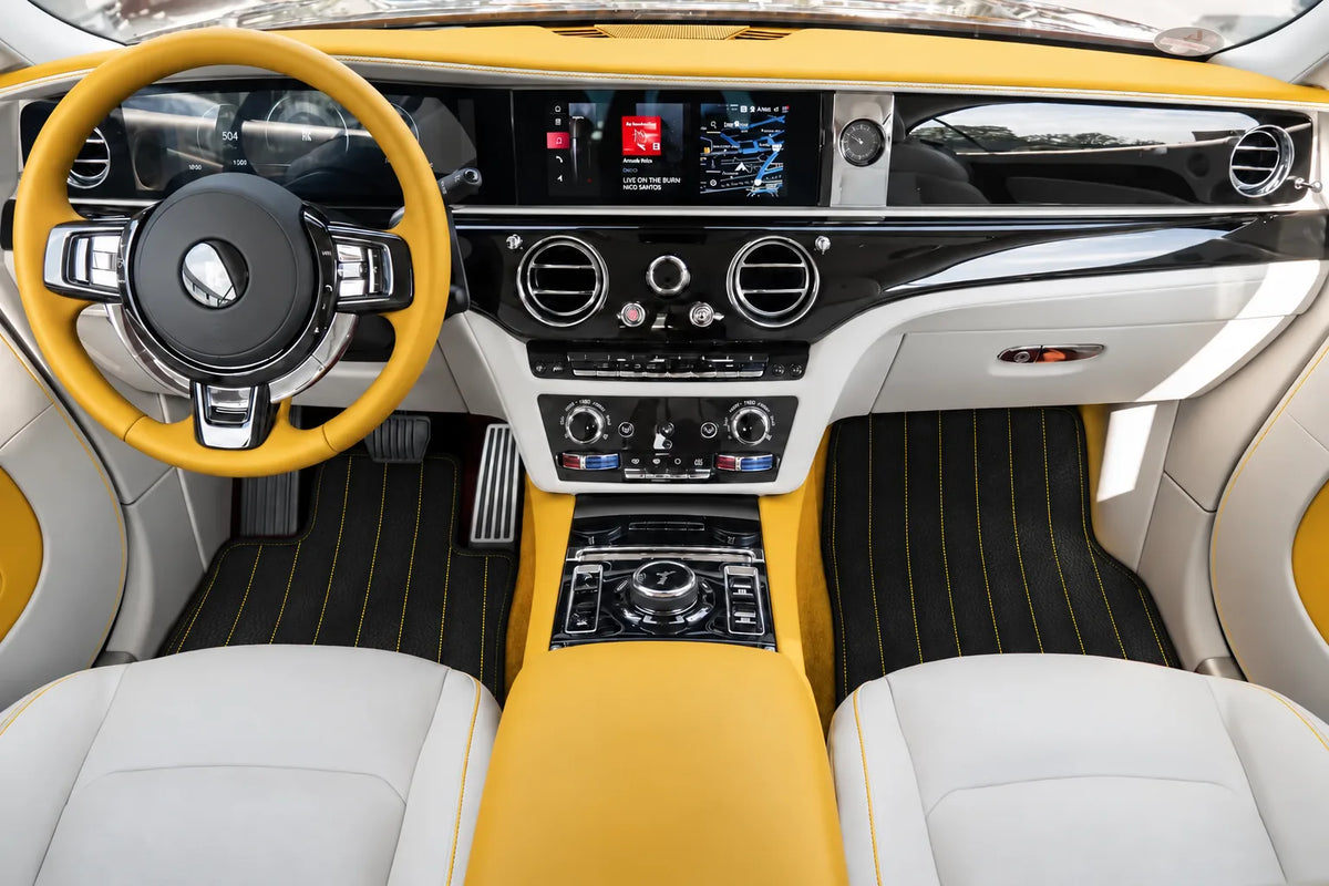 Customizable Leather Floor Mats with Line Pattern for Rolls Royce Spectre (2023-2024) inside the vehicle
