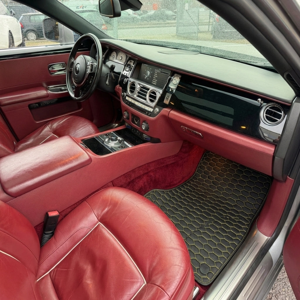 Customizable Leather Floor Mats with Raptor Hex Pattern for Rolls Royce Ghost Series I (2010–2020)