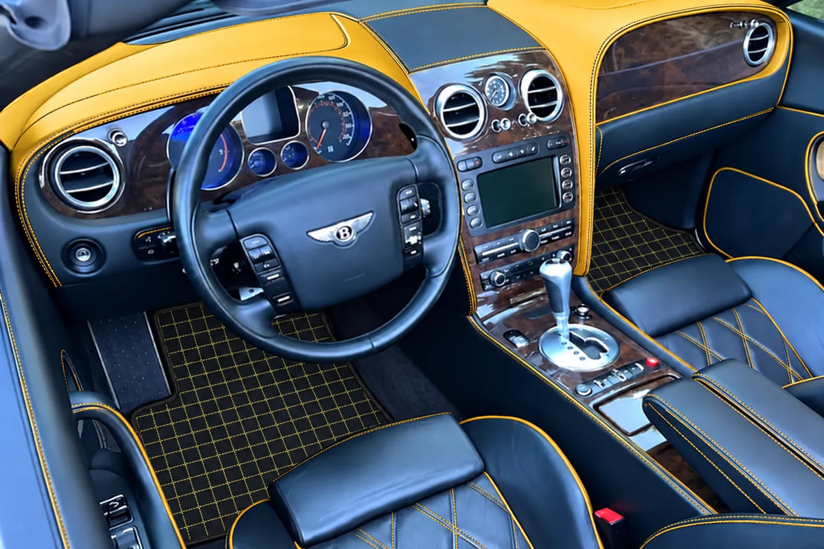 Customizable Leather Floor Mats with Square Pattern for Bentley Continental GTC (2006–2011) inside the vehicle