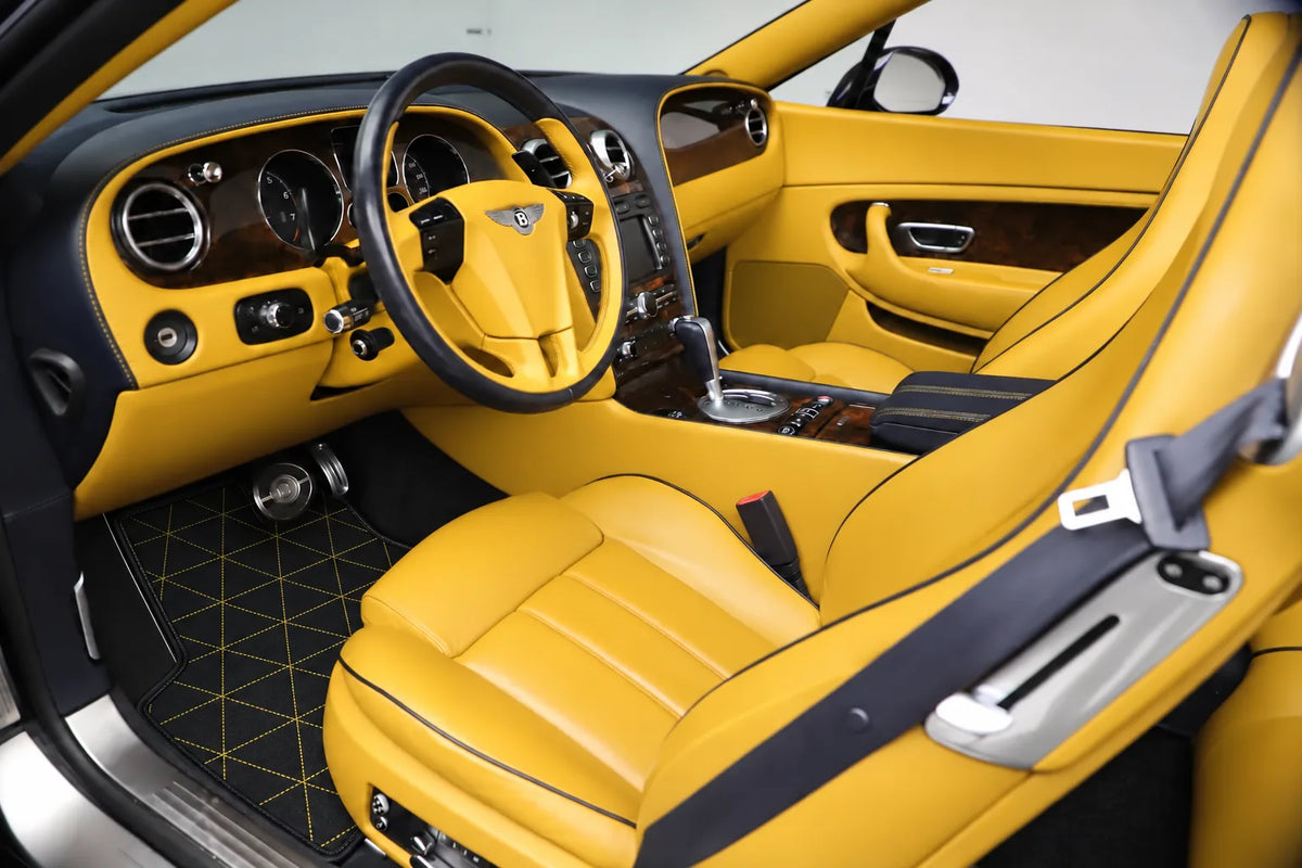 Customizable Leather Floor Mats with Triangle Pattern for Bentley Continental GTC (2011-2018) inside the vehicle